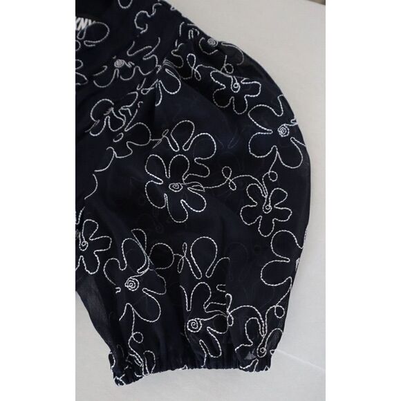 DKNY DD2F3346 Women's Sz 6 Black Embroidered Faux-Wrap Sheer-Sleeve Dress $139+ - Picture 10 of 16